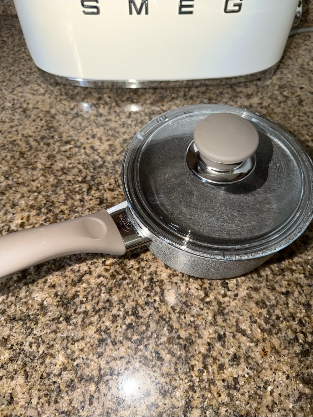 Taupe Nonstick Saucepan with Glass Lid by